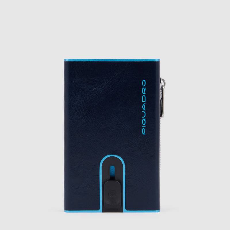 Blue Square - Compact Wallet mit Schiebesystem und Münzfach in Blau von Piquadro