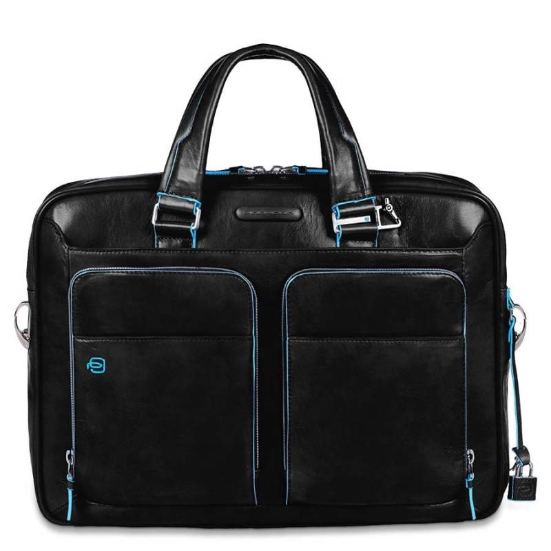 Blue Square – Kurzgrifflaptoptasche mit iPad/iPad®Air-Fach in schwarz von Piquadro