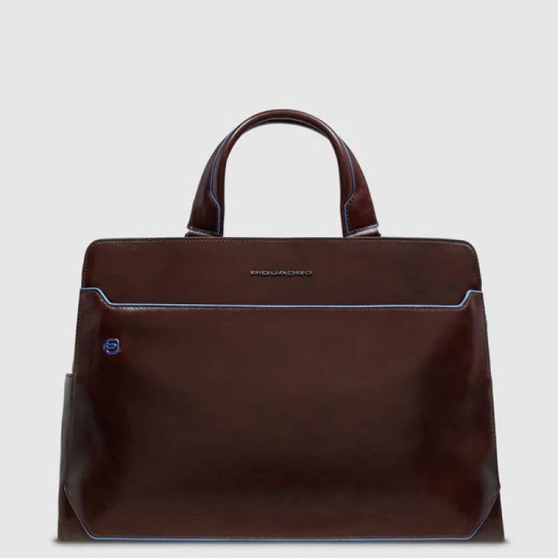 Blue Square - Laptoptasche 15,6" in Leder Braun von Piquadro