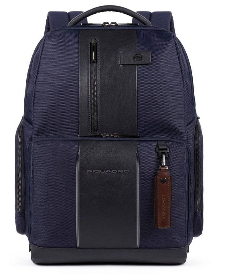 Fast-Check Laptoprucksack aus rezykliertem Stoff mit LED Licht Blau von Piquadro