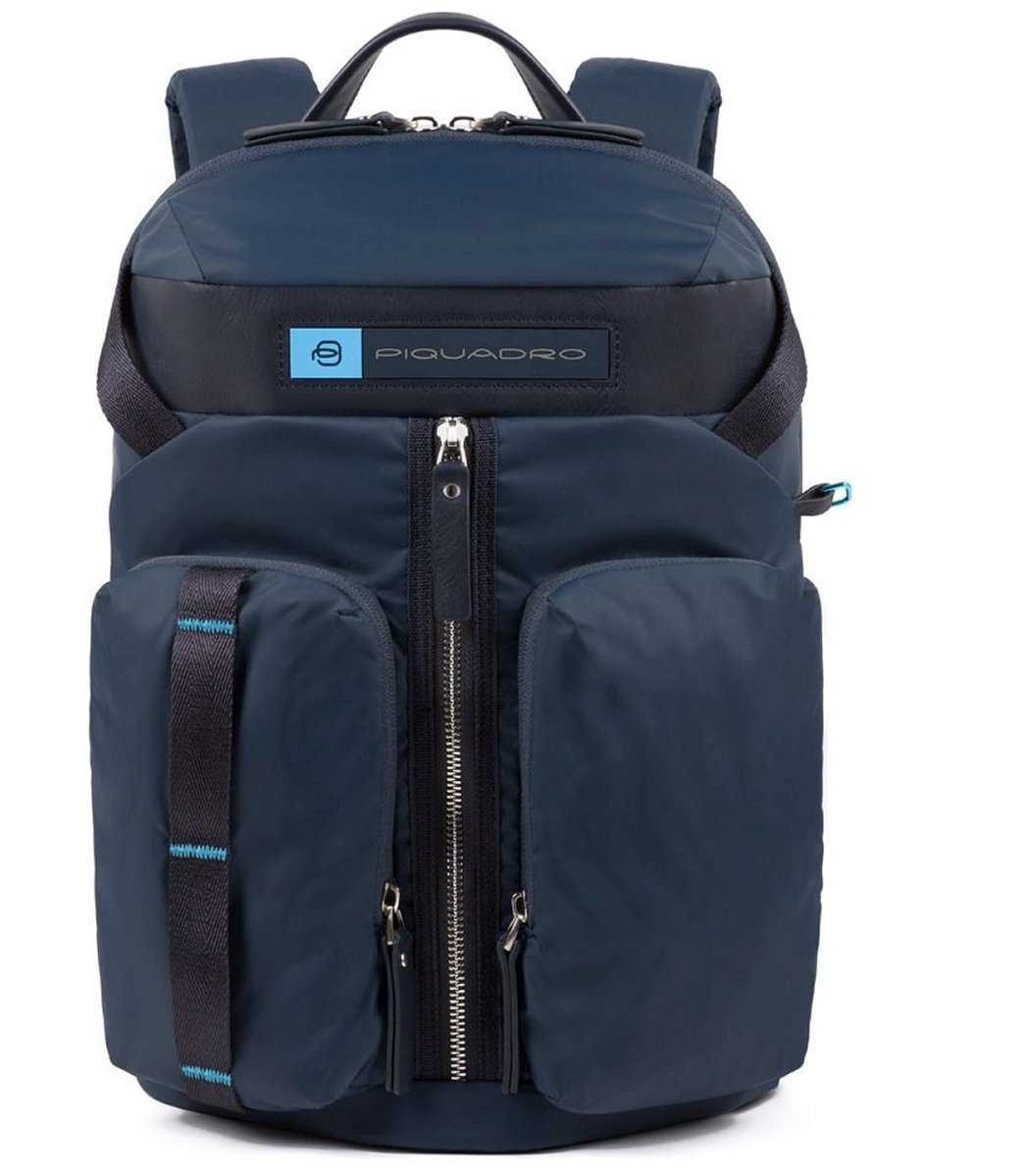 Laptoprucksack aus rezykliertem Nylon in Blau von Piquadro