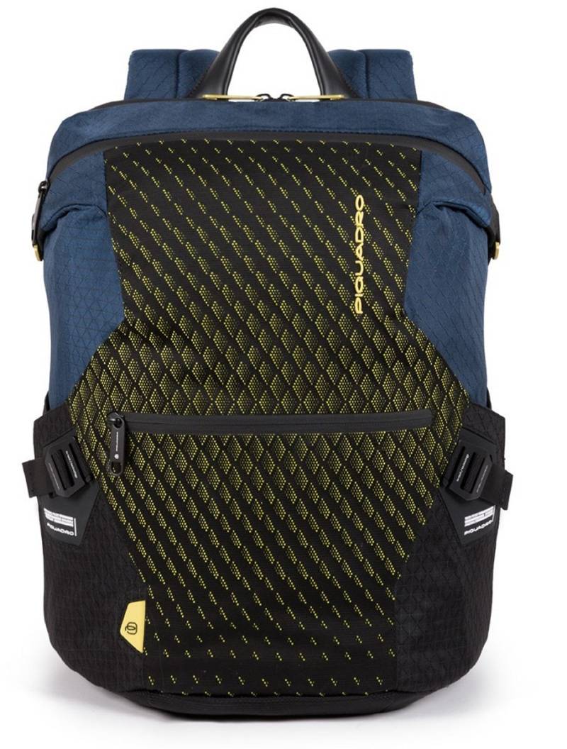 Laptoprucksack mit iPad Fach und Diebstahlsicherung Blau/Gelb von Piquadro