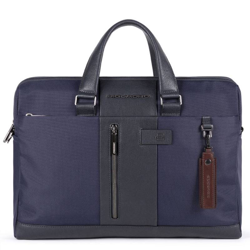 Schmale Kurzgrifflaptoptasche aus rezykliertem Stoff Blau von Piquadro