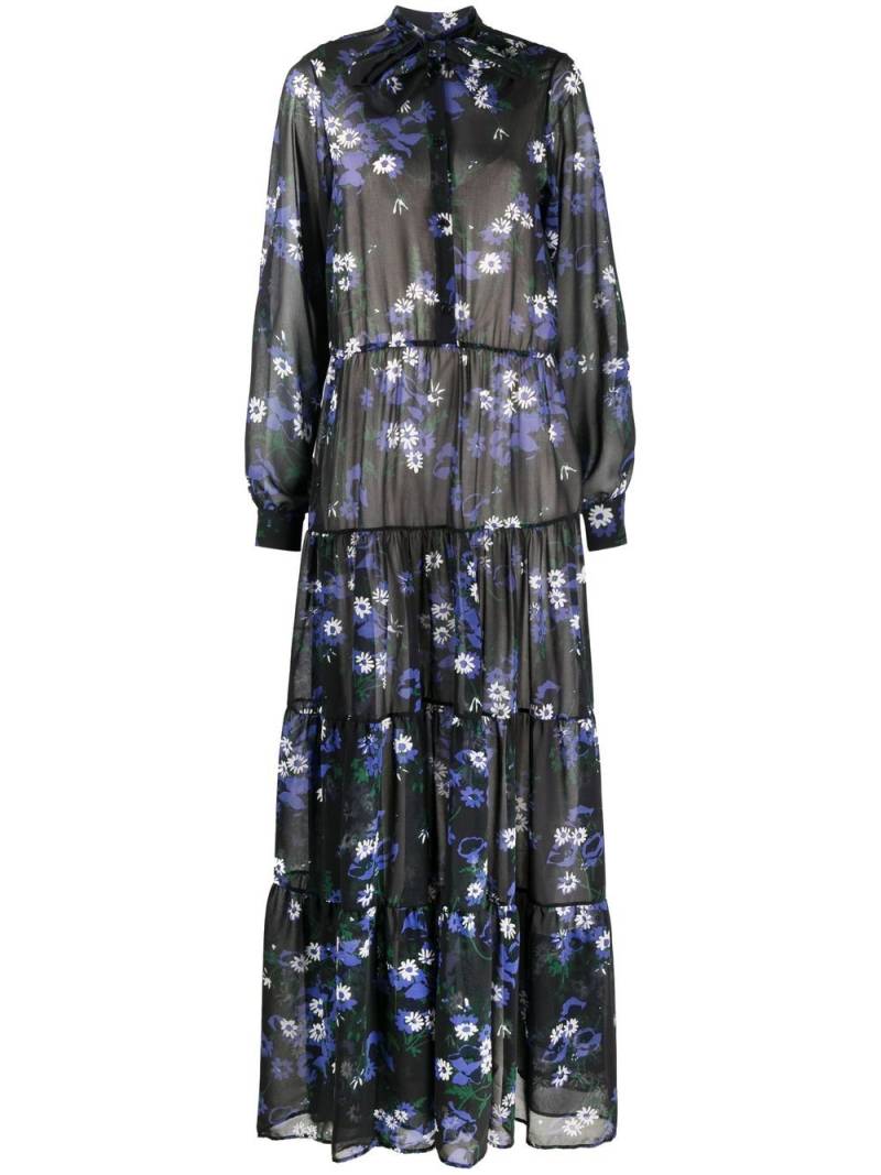 Plan C Anemone-print long-sleeve dress - Blue von Plan C