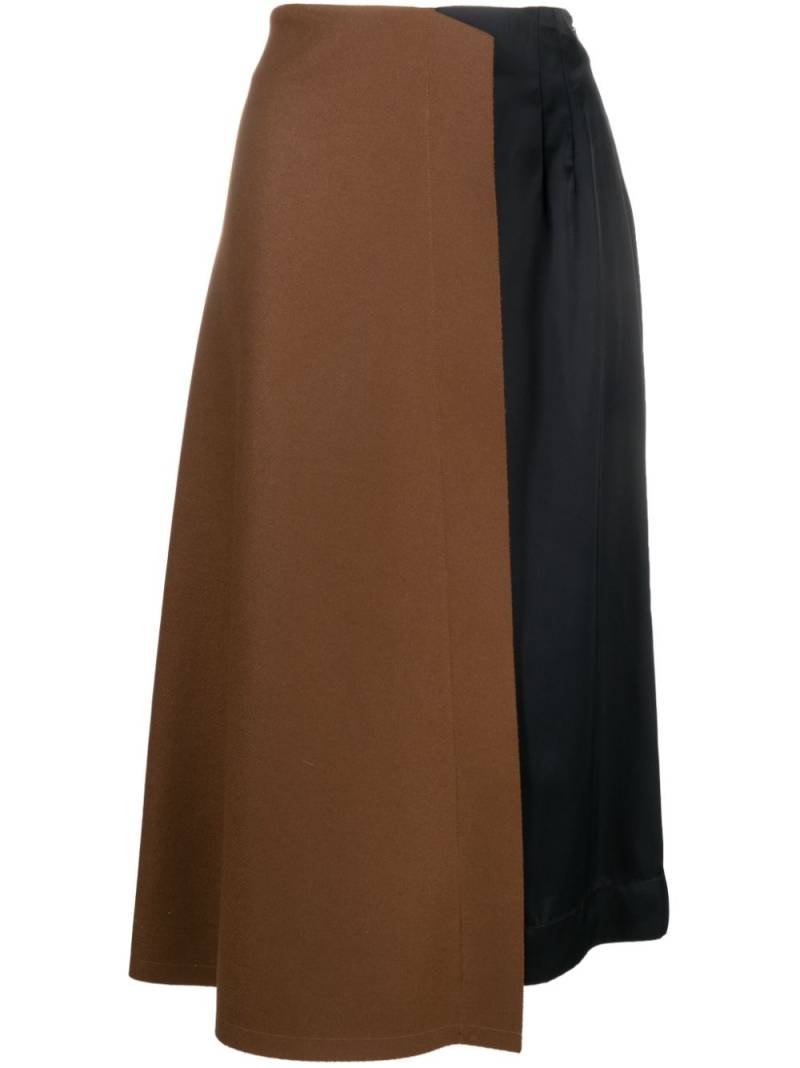 Plan C panelled asymmetric midi skirt - Brown von Plan C