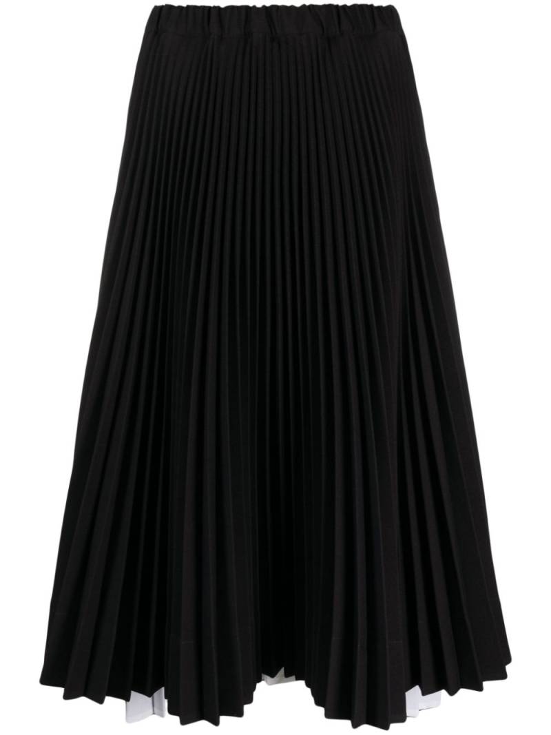 Plan C pleated asymmetric-hem midi skirt - Black von Plan C