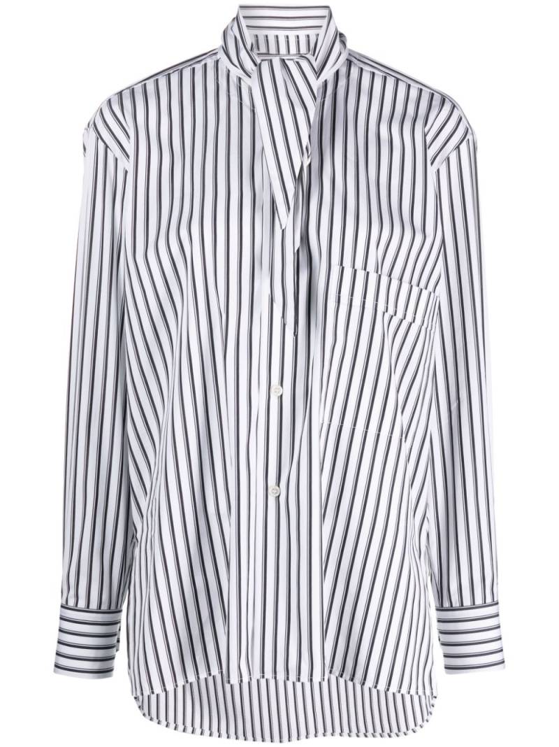 Plan C pussy-bow collar striped shirt - White von Plan C