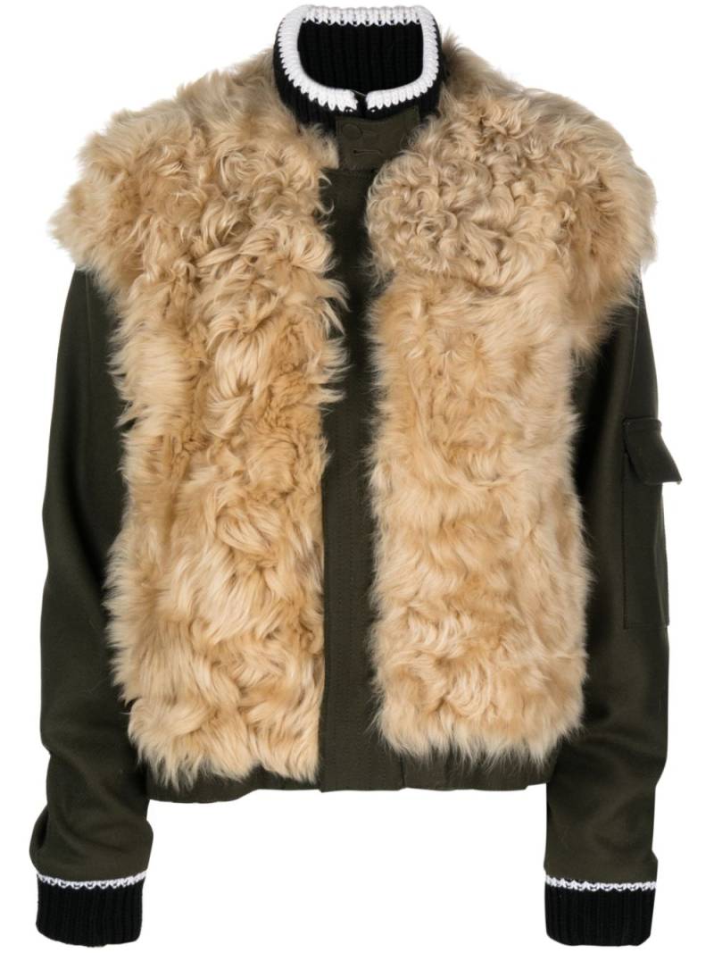 Plan C shearling-panel bomber jacket - Green von Plan C