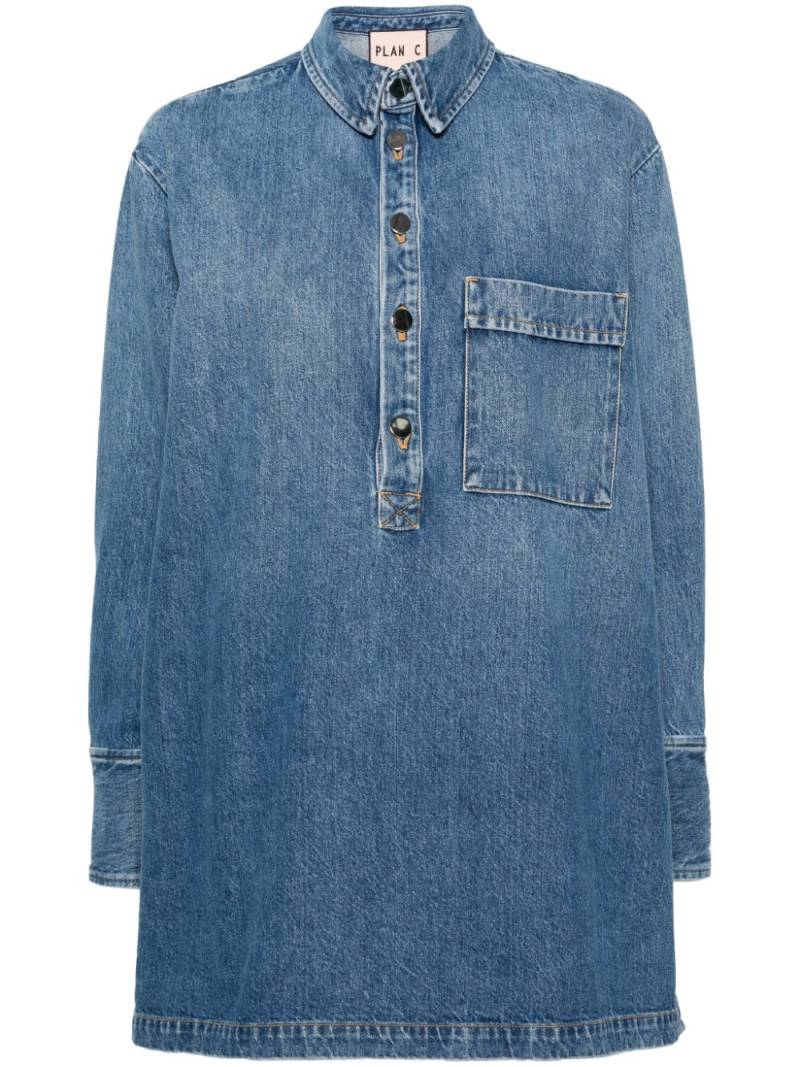 Plan C side-buttoned denim blouse - Blue von Plan C