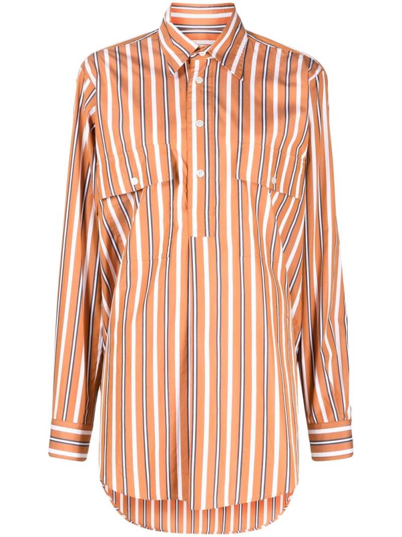 Plan C stripe-pattern cotton shirt - Brown von Plan C