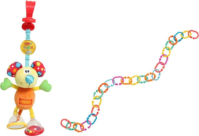 Playgro Kinderwagenkette »Set Klipp Klapp, Maus«, mit Plüsch-Rassel