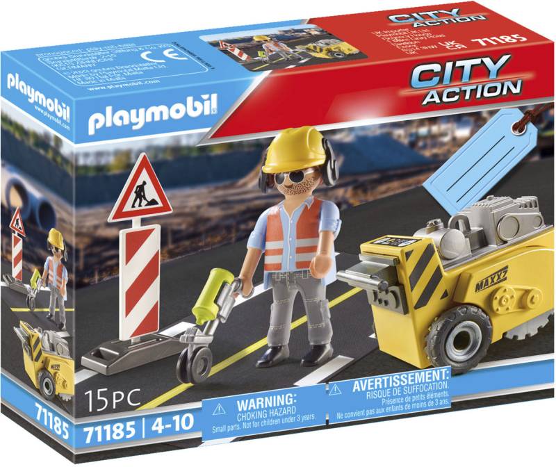 Playmobil® Konstruktions-Spielset »Bauarbeiter mit Kantenfräser (71185), City Action«, (15 St.), Made in Europe von Playmobil®