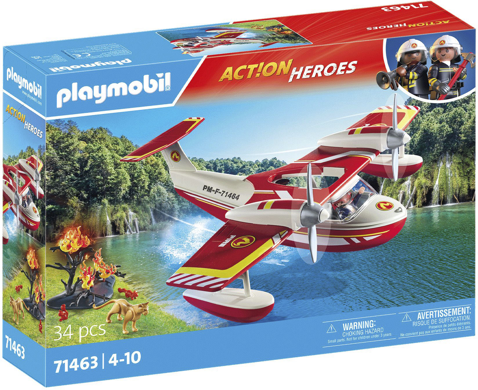 Playmobil® Konstruktions-Spielset »Feuerwehrflugzeug mit Löschfunktion (71463), Action Heroes«, (34 St.), Made in Europe von Playmobil®