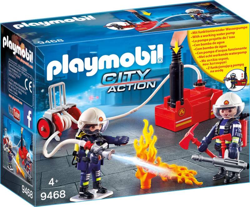 Playmobil® Konstruktions-Spielset »Feuerwehrmänner mit Löschpumpe (9468), City Action«, Made in Europe von Playmobil®