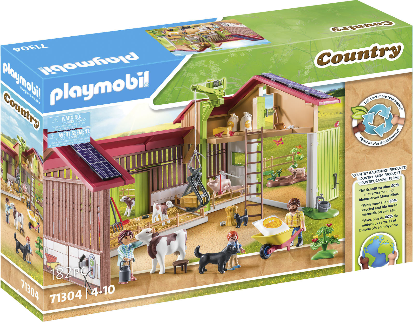 Playmobil® Konstruktions-Spielset »Grosser Bauernhof (71304), Country«, (182 St.), teilweise aus recyceltem Material; Made in Germany von Playmobil®