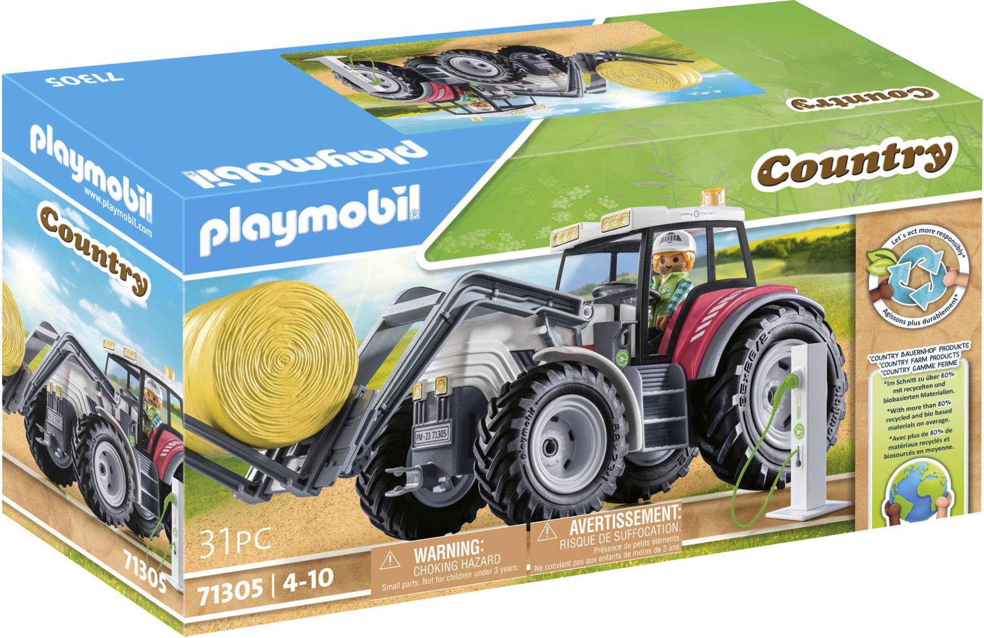 Playmobil® Konstruktions-Spielset »Grosser Traktor (71305), Country«, (31 St.), teilweise aus recyceltem Material; Made in Germany von Playmobil®