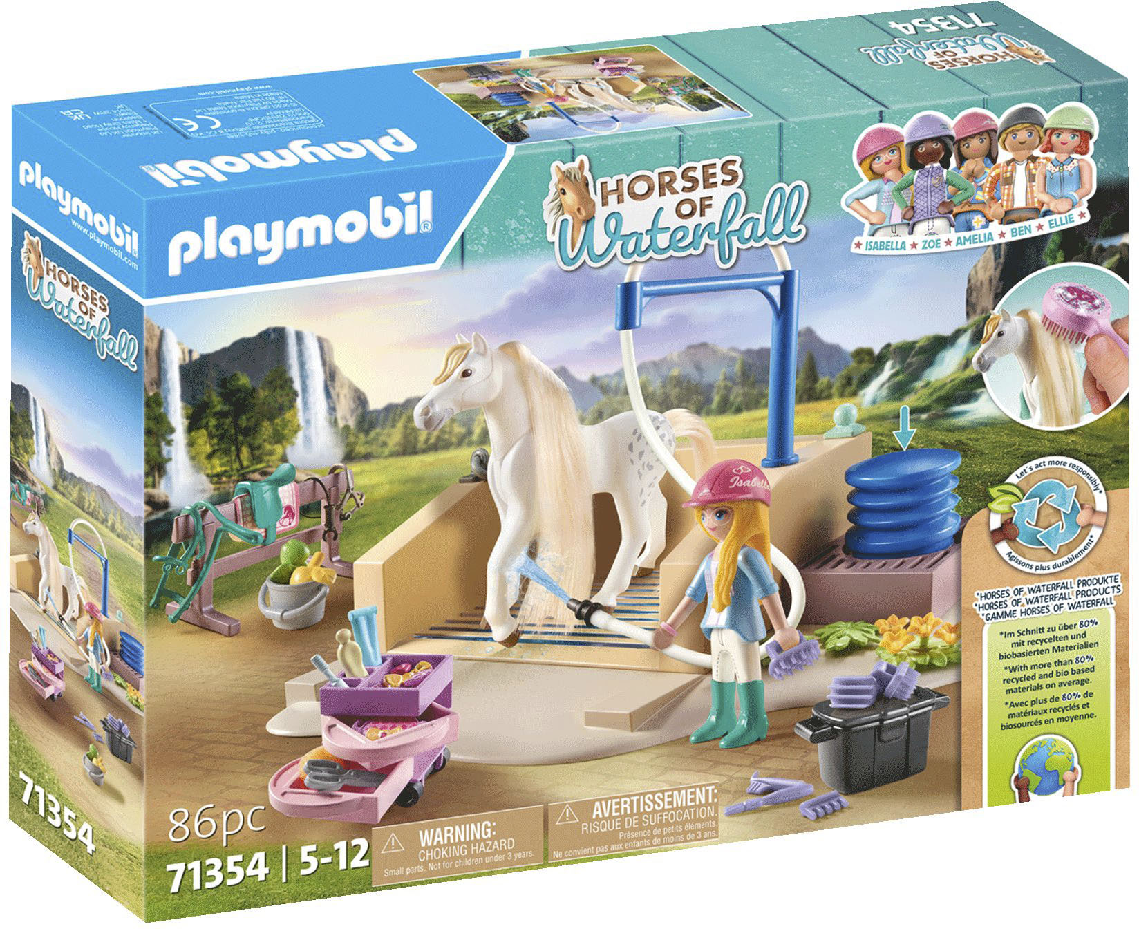 Playmobil® Konstruktions-Spielset »Isabella & Lioness mit Waschplatz (71354), Horses of Waterfall«, (86 St.), teilweise aus recyceltem Material von Playmobil®