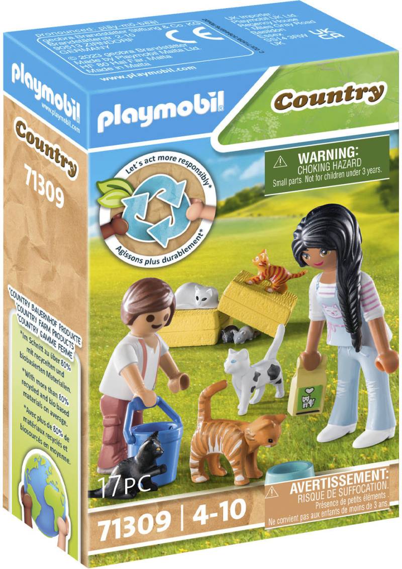 Playmobil® Konstruktions-Spielset »Katzenfamilie (71309), Country«, (17 St.), teilweise aus recyceltem Material; Made in Germany von Playmobil®