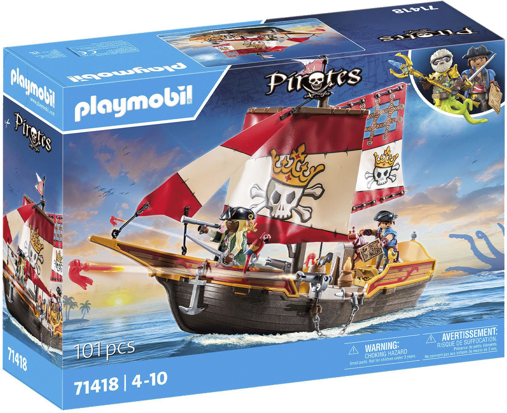 Playmobil® Konstruktions-Spielset »Piratenschiff (71418), Pirates«, (101 St.), Made in Europe von Playmobil®