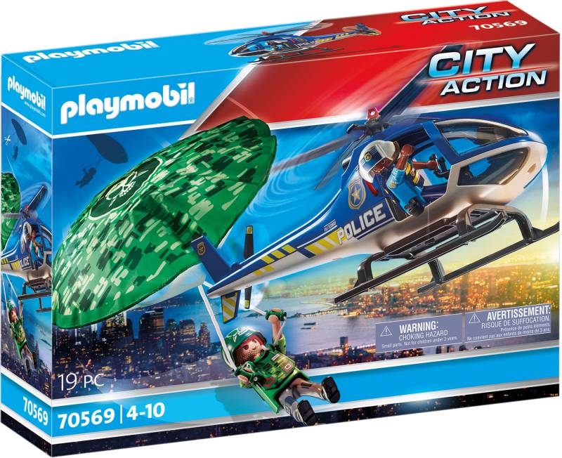 Playmobil® Konstruktions-Spielset »Polizei-Hubschrauber: Fallschirm-Verfolgung (70569), My Action Heroes«, (19 St.), Made in Germany von Playmobil®