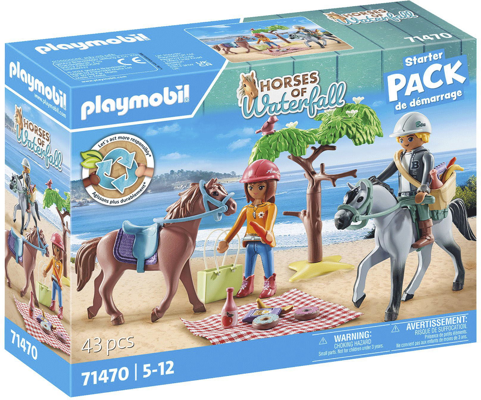 Playmobil® Konstruktions-Spielset »Reitausflug an den Strand (71470), Horses of Waterfall«, (43 St.), mit Amelia und Ben; teilweise aus recyceltem Material; Made in Europe von Playmobil®