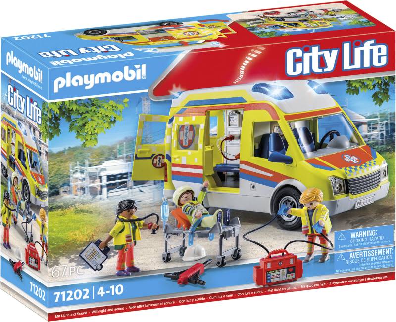 Playmobil® Konstruktions-Spielset »Rettungswagen mit Licht und Sound (71202), City Life«, mit Licht und Soundmodul von Playmobil®