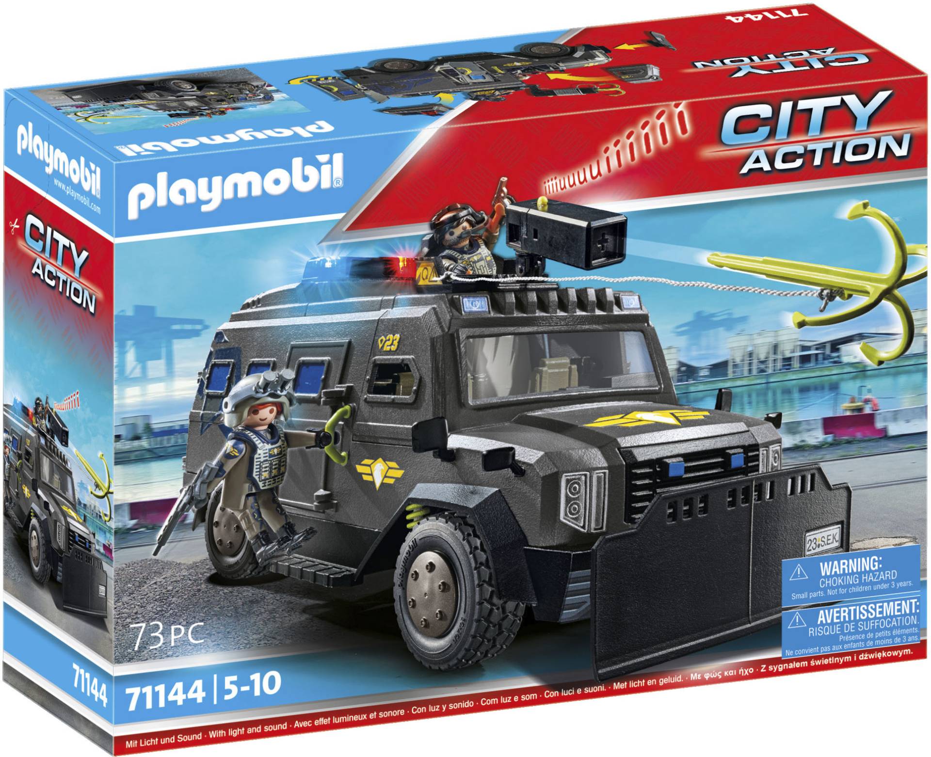 Playmobil® Konstruktions-Spielset »SWAT-Geländefahrzeug (71144), My Action Heroes«, (73 St.), Made in Europe; mit Licht und Sound von Playmobil®