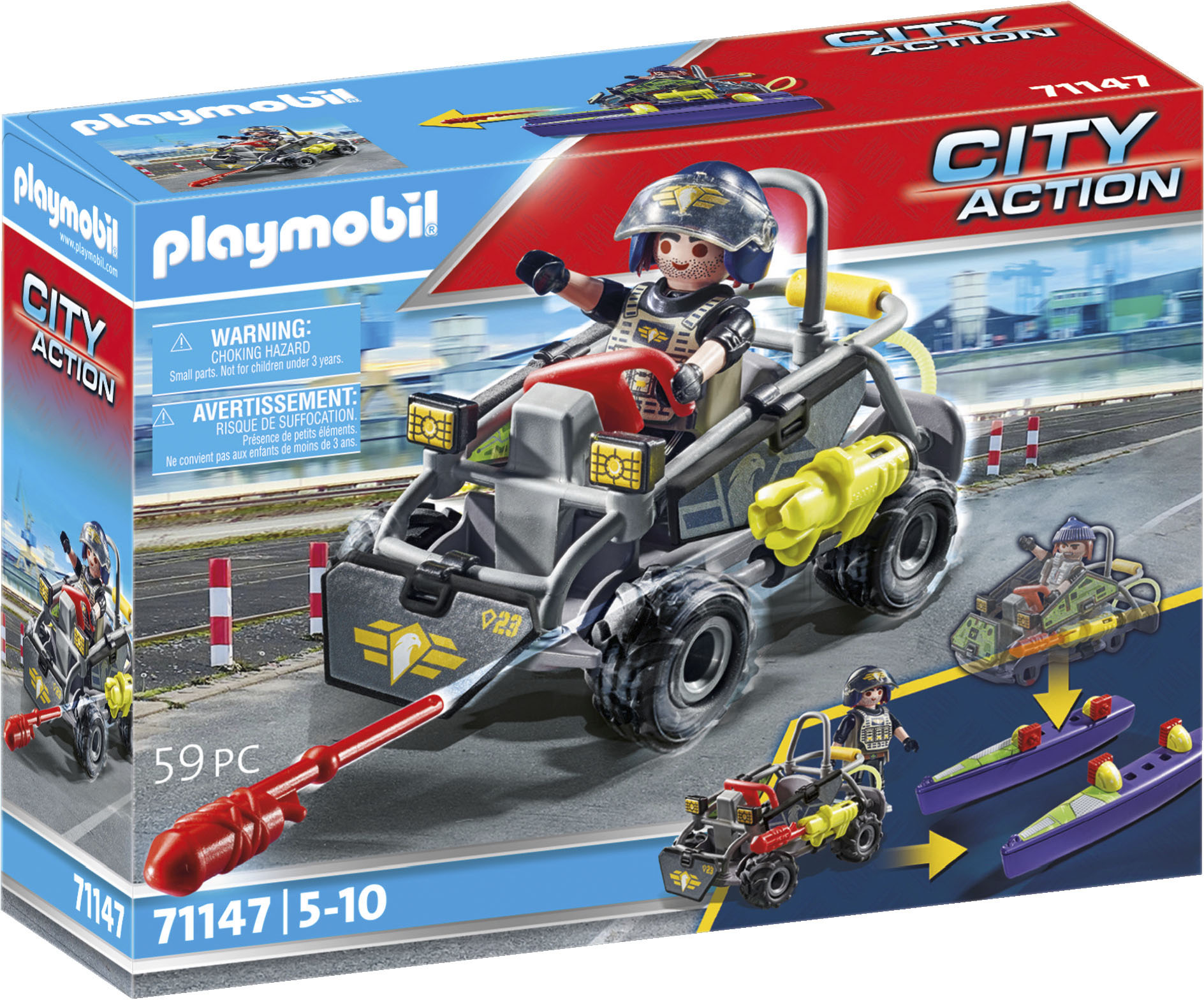 Playmobil® Konstruktions-Spielset »SWAT-Multi-Terrain-Quad (71147), City Action«, (59 St.), Made in Europe von Playmobil®