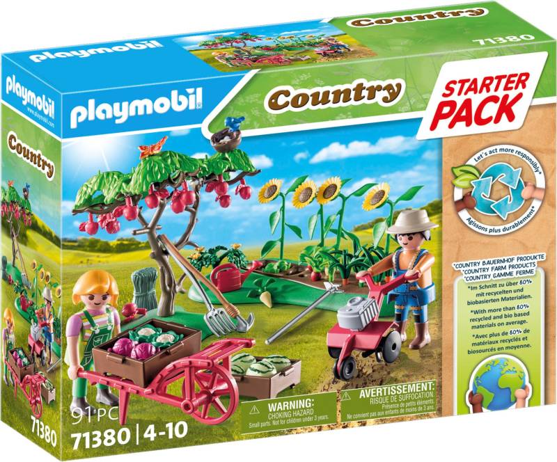 Playmobil® Konstruktions-Spielset »Starter Pack, Bauernhof Gemüsegarten (71380), Country«, (91 St.), teilweise aus recyceltem Material von Playmobil®