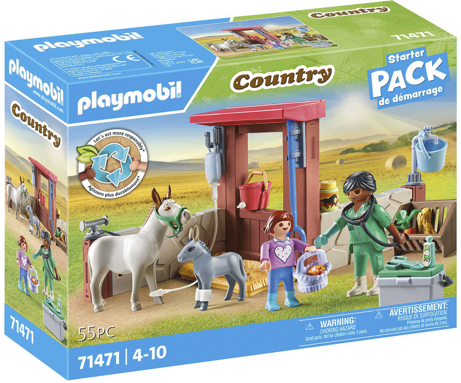 Playmobil® Konstruktions-Spielset »Tierarzteinsatz bei den Eseln (71471), Country«, (55 St.), teilweise aus recyceltem Material; Made in Europe von Playmobil®