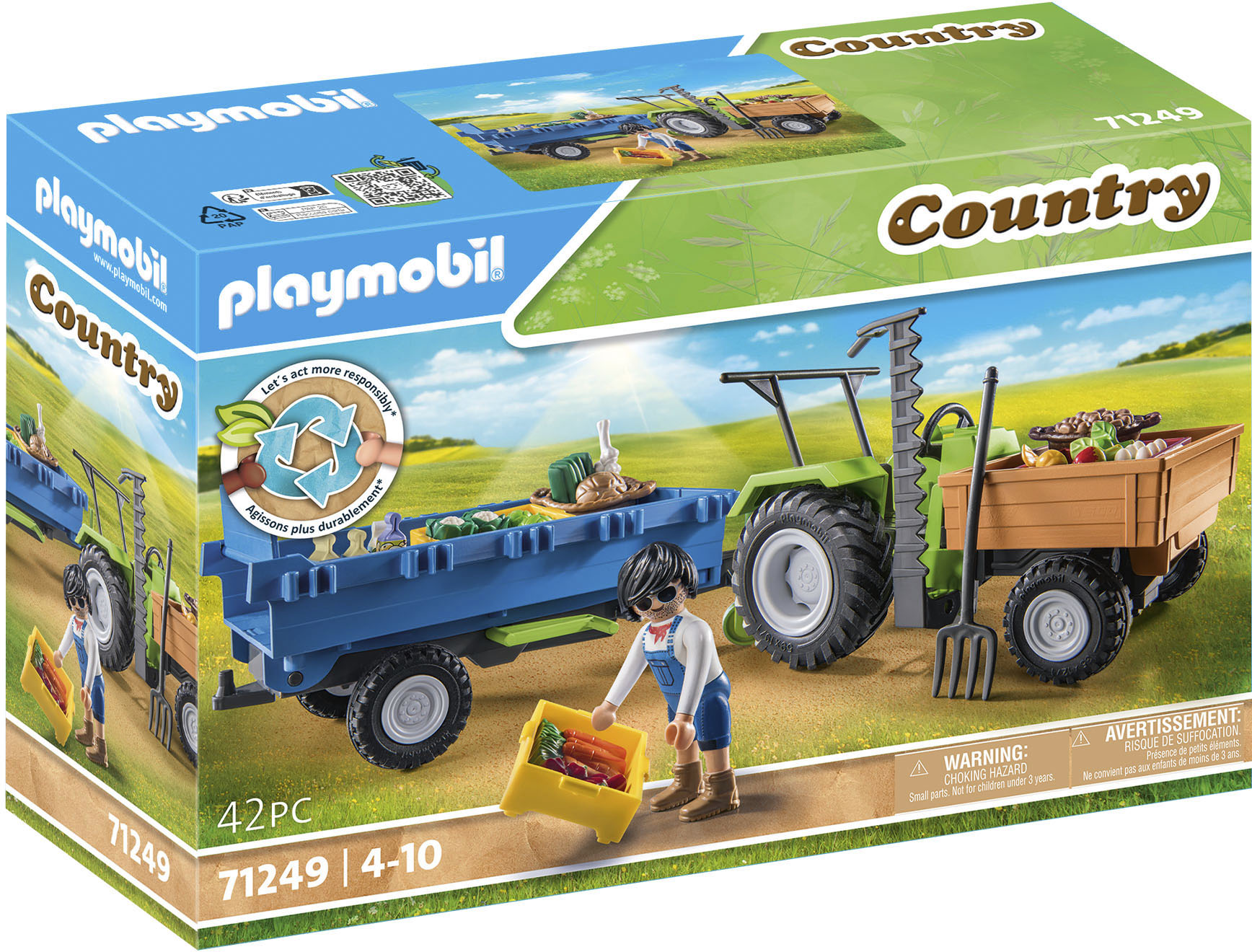 Playmobil® Konstruktions-Spielset »Traktor mit Hänger (71249), Country«, teilweise aus recyceltem Material; Made in Germany von Playmobil®