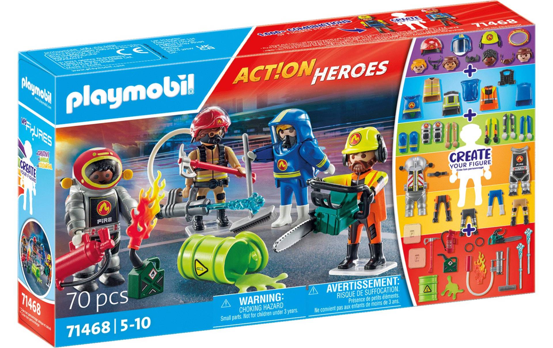 Playmobil® Spielbausteine »Action Heroes My Figures Feuerwehr 71468«, (70 St.) von Playmobil®