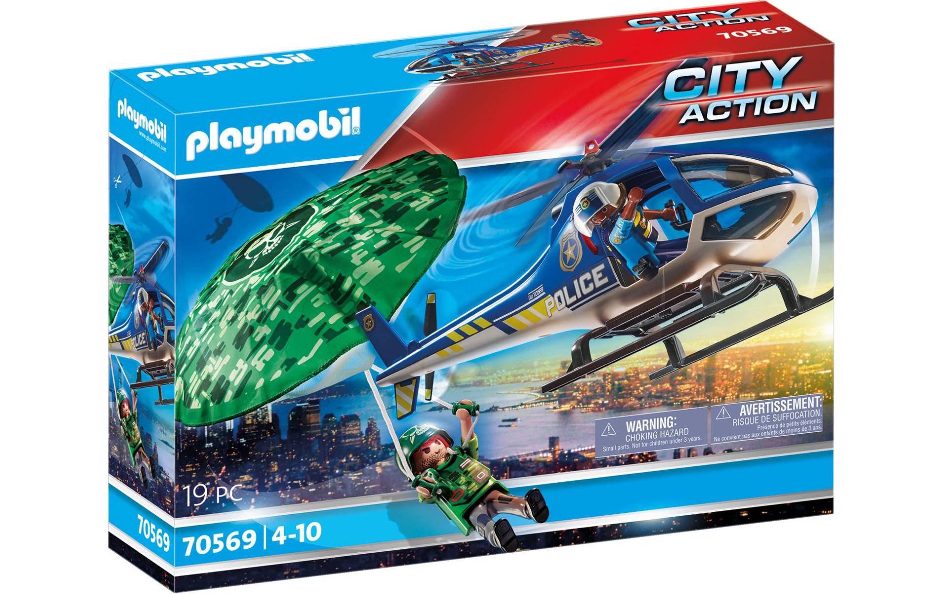 Playmobil® Spielbausteine »City Action Polizei-Hubschrauber:Fallschirm-Verfolgung 70569«, (19 St.) von Playmobil®