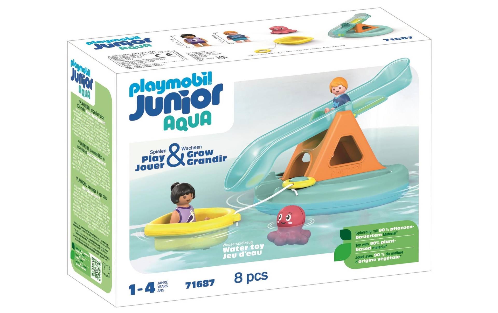 Playmobil® Spielbausteine »Junior AQUA: Badeinsel mit Wasserrutsche 71687«, (8 St.) von Playmobil®