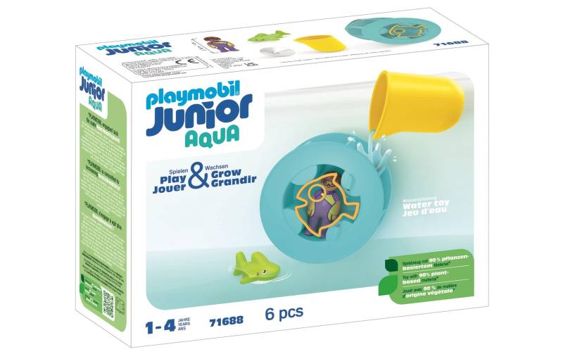 Playmobil® Spielbausteine »Junior AQUA: Wasserwirbelrad mit Babyhai 71688«, (6 St.) von Playmobil®