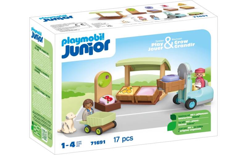 Playmobil® Spielbausteine »Junior Bio-Marktstand & Gabelstapler 71691«, (17 St.) von Playmobil®