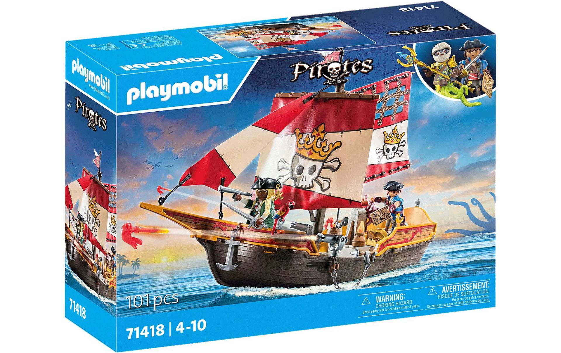 Playmobil® Spielbausteine »Pirates Kleines Piratenschiff 71418«, (101 St.) von Playmobil®