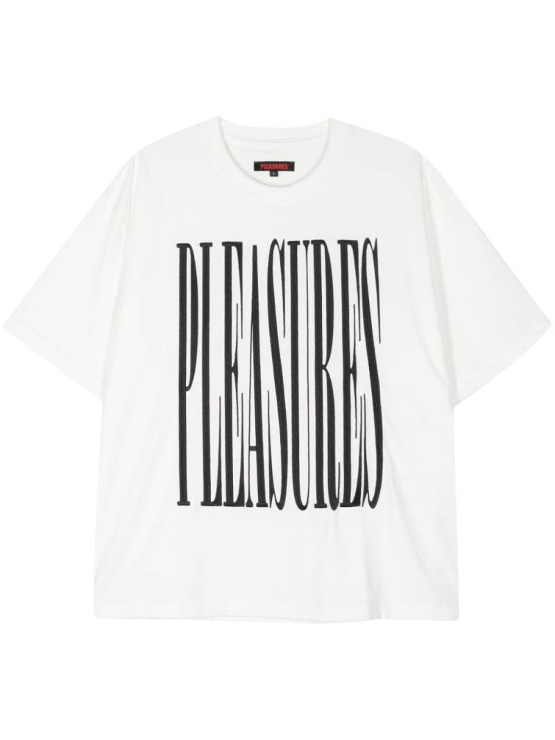 Pleasures logo-embroidered cotton T-shirt - White von Pleasures