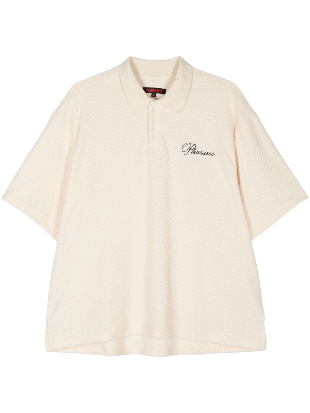 Pleasures logo-embroidered terry-cloth polo shirt - White von Pleasures