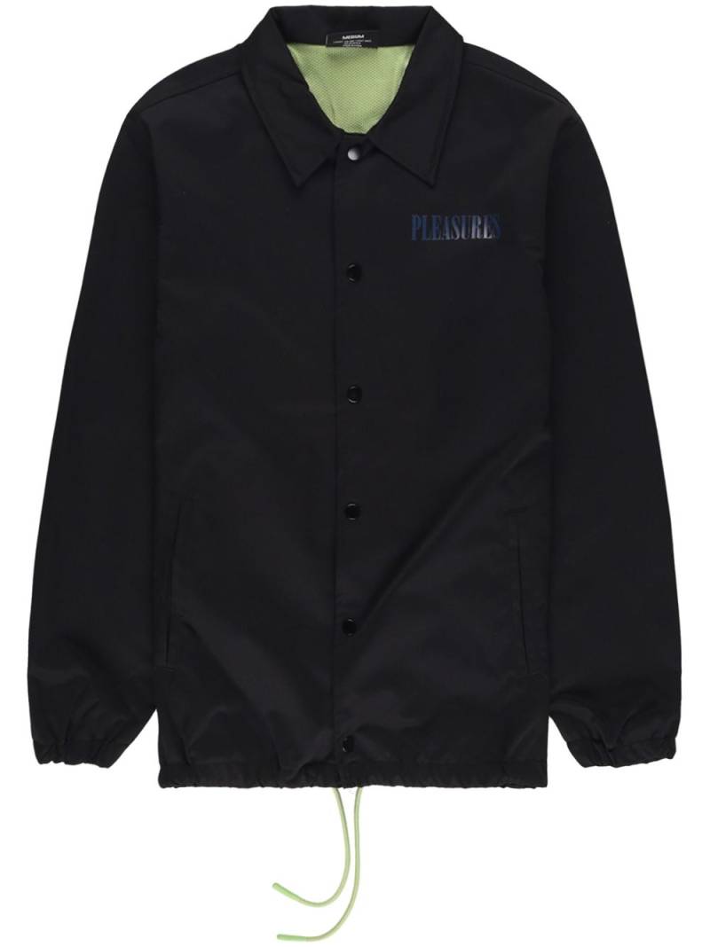 Pleasures logo-print button-up jacket - Black von Pleasures