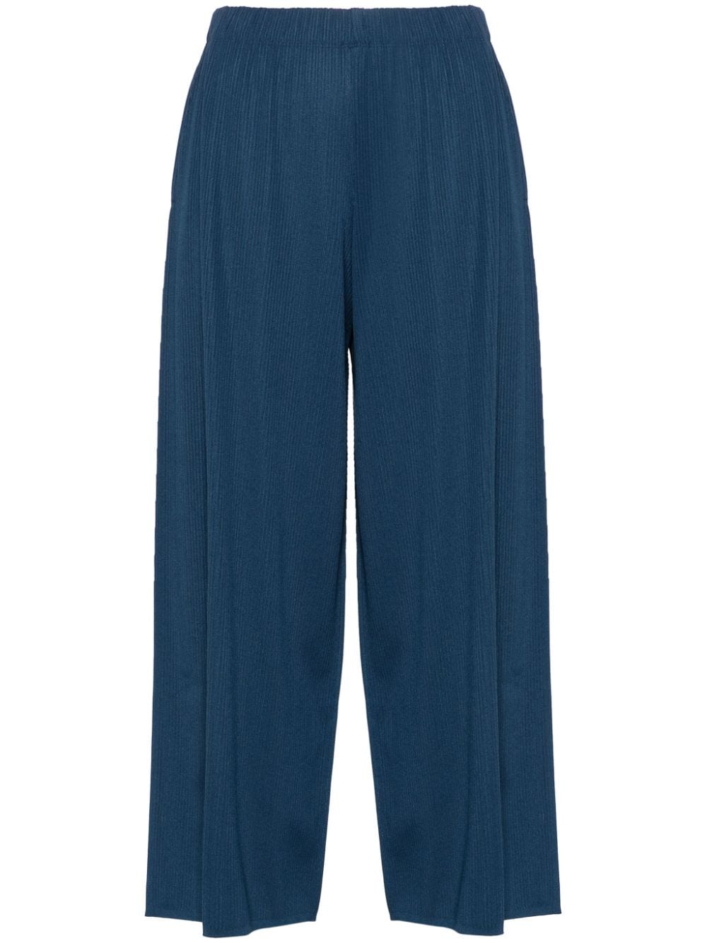 Pleats Please Issey Miyake A-Poc Form ribbed cropped trousers - Blue von Pleats Please Issey Miyake