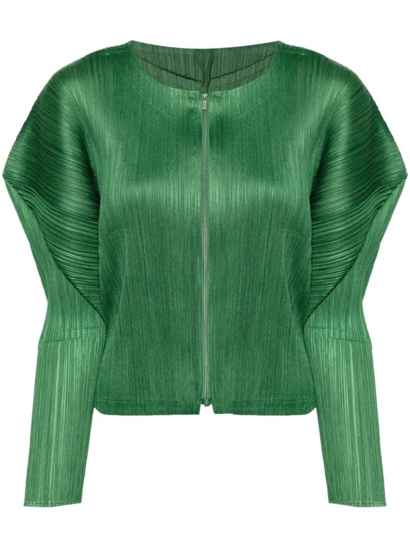 Pleats Please Issey Miyake February pinched-shoulder pleated jacket - Green von Pleats Please Issey Miyake