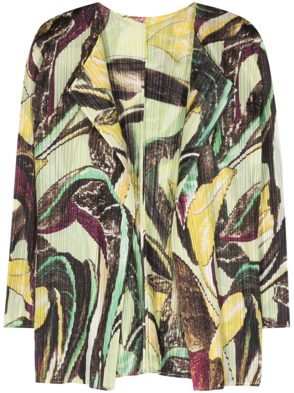 Pleats Please Issey Miyake Tardivo-print open-front cardigan - Green von Pleats Please Issey Miyake