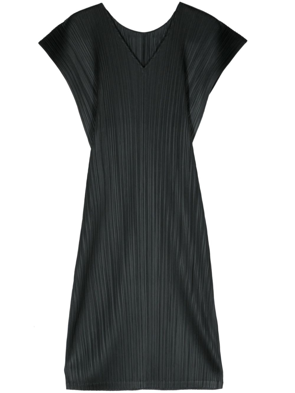 Pleats Please Issey Miyake V-neck plissé midi dress - Grey von Pleats Please Issey Miyake