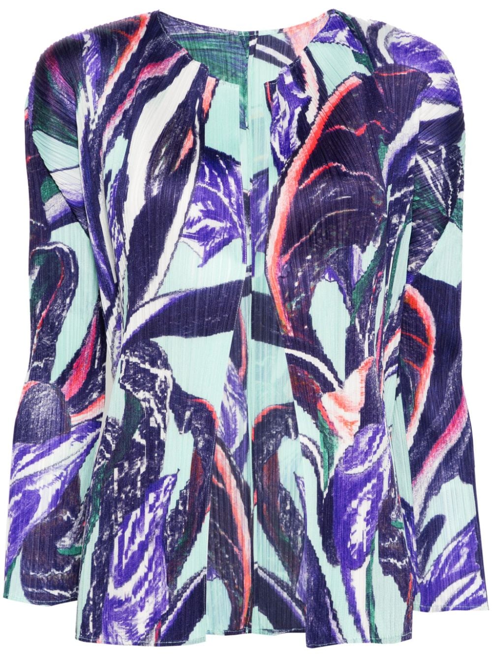 Pleats Please Issey Miyake graphic-print pleated cardigan - Purple von Pleats Please Issey Miyake