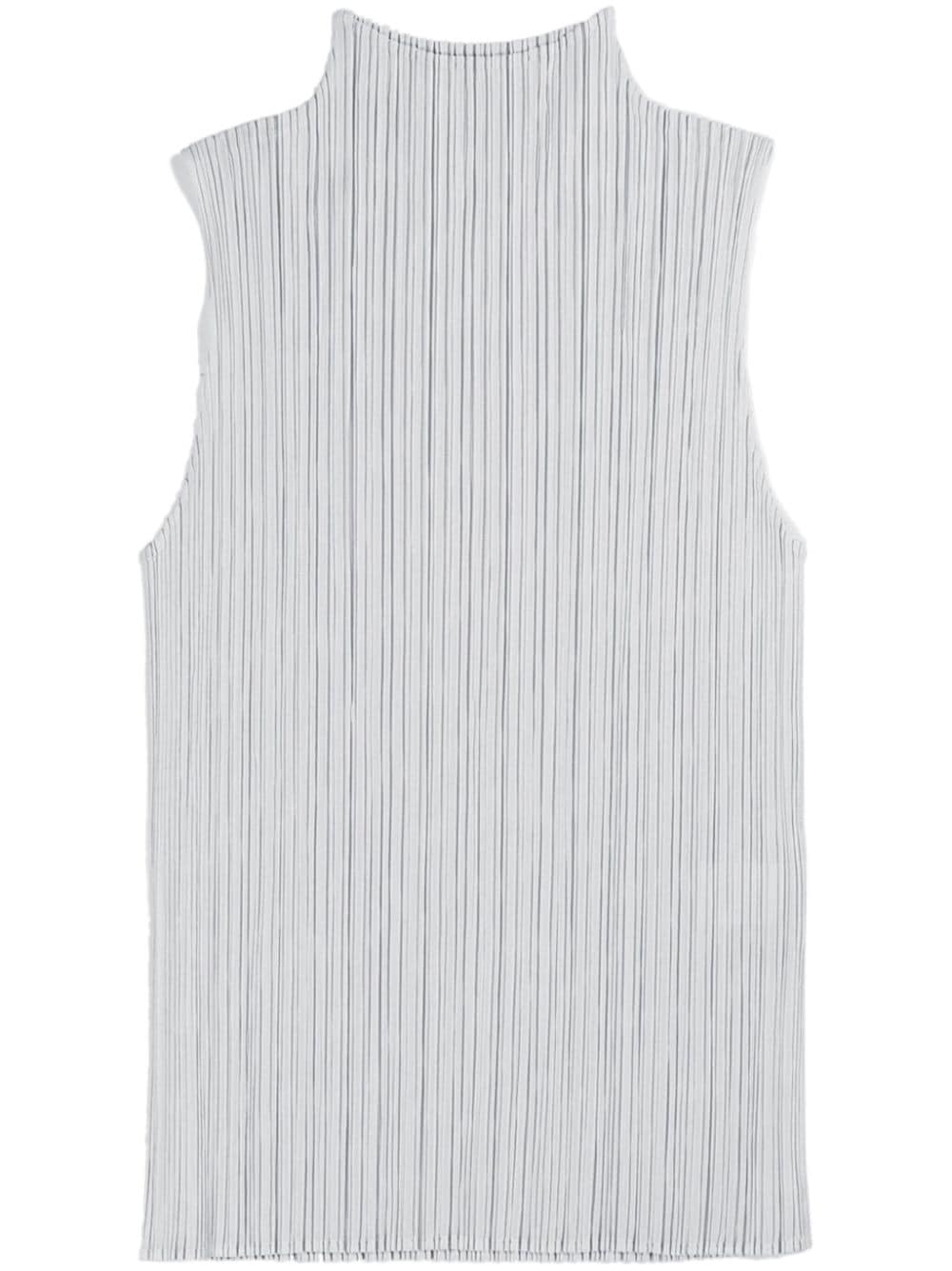 Pleats Please Issey Miyake high neck pleated tank top - Grey von Pleats Please Issey Miyake