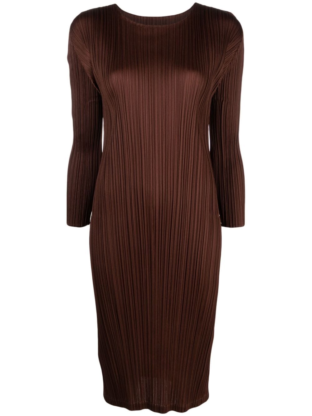 Pleats Please Issey Miyake pleated bodycon midi dress - Brown von Pleats Please Issey Miyake