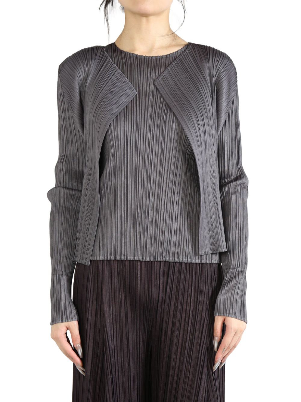 Pleats Please Issey Miyake pleated cardigan - Grey von Pleats Please Issey Miyake