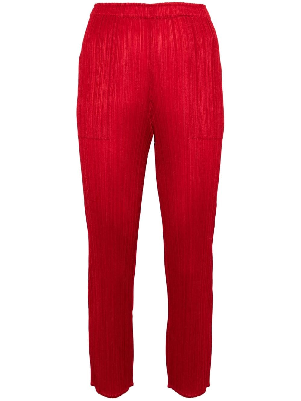 Pleats Please Issey Miyake plissé-effect cropped trousers - Red von Pleats Please Issey Miyake
