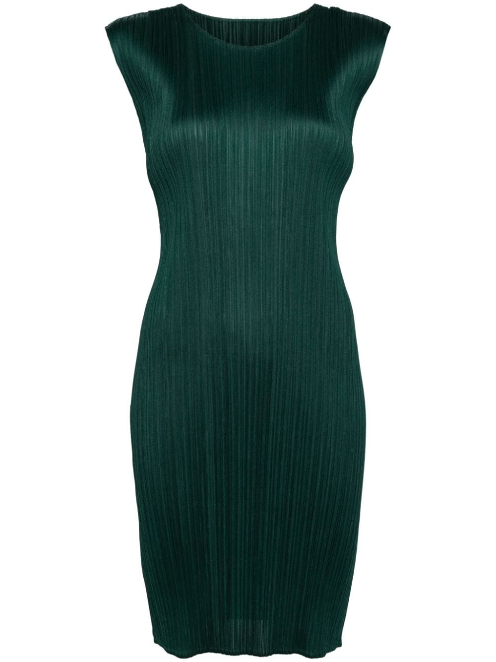 Pleats Please Issey Miyake plissé-effect round-neck dress - Green von Pleats Please Issey Miyake